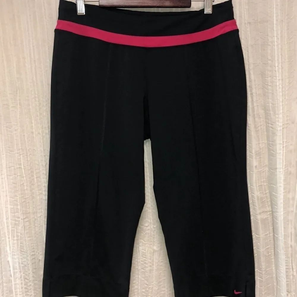 Nike M Black Fuchsia Pink Dry-Fit Crop Workout Pants